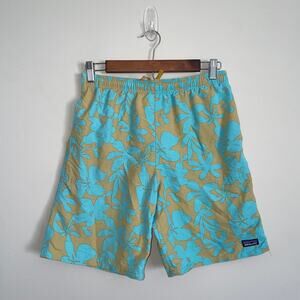 Patagonia Youth XXL Green Blue Floral Pattern Board Shorts (0083) (FL)